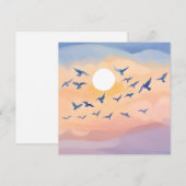 飛行する鳥 | 日没の自然 水彩画 | 無地 サンキューカード (正面/裏面)