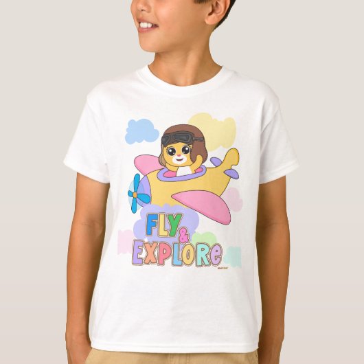 飛行と探索：よくはしゃぐデザイン子供へ Tシャツ (正面)