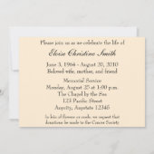 飛行に告別式の発表を取っているカモメ 招待状 (裏面)