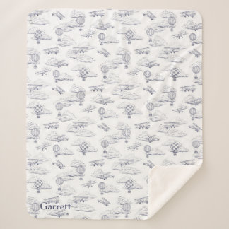 飛行の喜び-クラシック航空-海軍と白人 シェルパブランケット