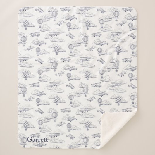 飛行の喜び-クラシック航空-海軍と白人 シェルパブランケット (正面)