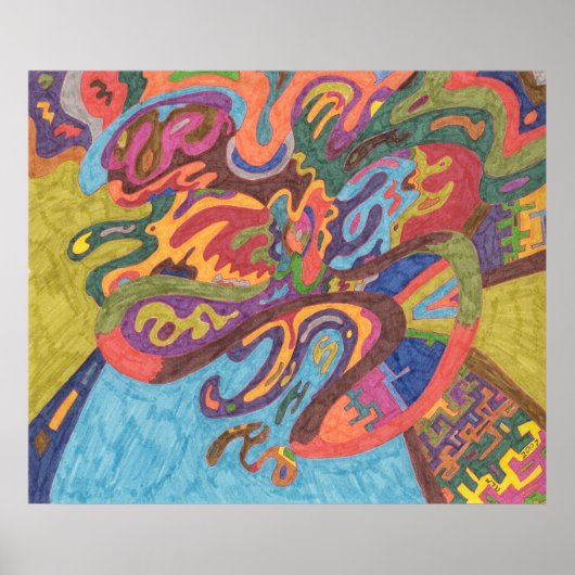 飛行の自由，オリジナル抽象芸術 ポスター (正面)