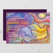 飛行の鳩のバルミツワーの音楽的な招待状 招待状 (正面/裏面)