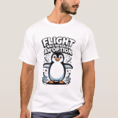 「飛行は最初から無理」ペンギンTシャツ 楽しいデザイン Tシャツ (正面)