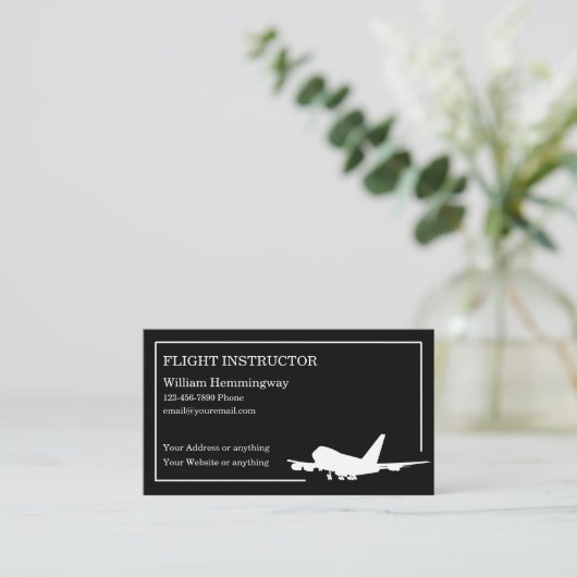 飛行インストラクターモダンジェット機 名刺 (スタンド正面)