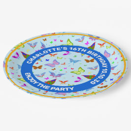 飛行カラフルフェスティバル模様の蝶 ペーパープレート