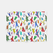 飛行カラフル機パターン フリースブランケット (正面(横))