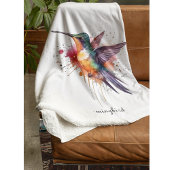 飛行カラフル水彩ハチドリカスタムー フリースブランケット