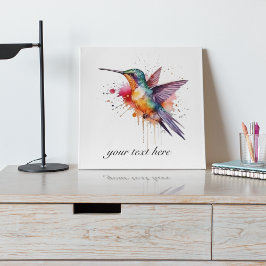 飛行カラフル水彩ハチドリカスタムー メタルプリント