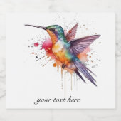 飛行カラフル水彩ハチドリカスタムー リキュールボトルラベル (シングルラベル)