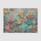 飛行カラフル混成媒体デコペ中の鳥 薄葉紙 (正面)