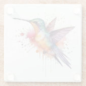 飛行カラフル、水色ハチドリ ガラスコースター (裏面)