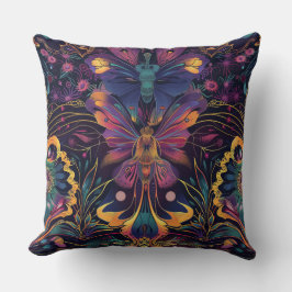飛行サイケデリックタペストリー植物学 クッション