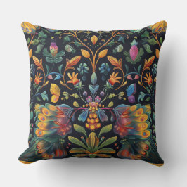 飛行サイケデリックタペストリー植物学 クッション