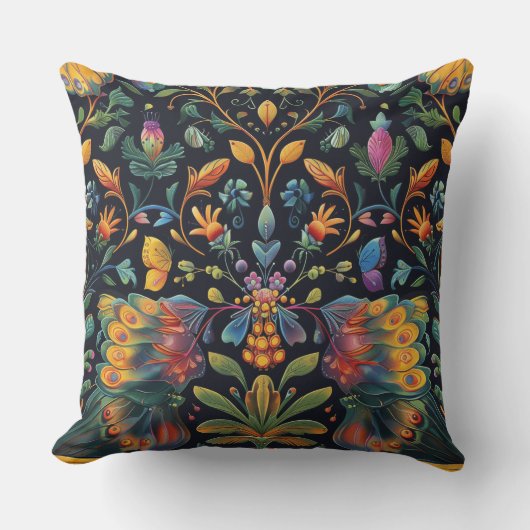飛行サイケデリックタペストリー植物学 クッション (正面)