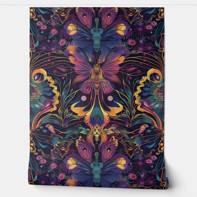 飛行サイケデリックタペストリー植物学 壁紙 (ほどく)