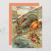 飛行トルコの飛行機のカボチャAppleのナシのトウモロコシ シーズンカード (正面/裏面)
