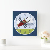 飛行パーソナライズされた機の四角い壁掛け時計 スクエア壁時計 (ホーム)