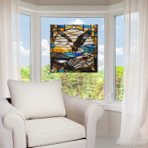 飛行フェイク中のステンドグラスはげ鷲