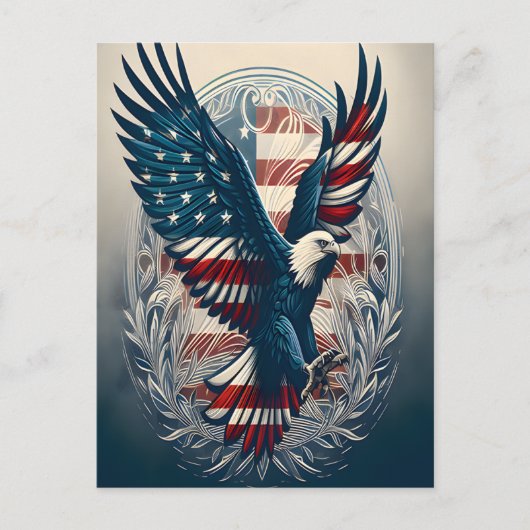 飛行中のアメリカワシ ポストカード (正面)