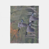 飛行中のカナダのガチョウ フリースブランケット (正面)