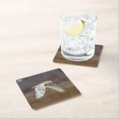 飛行中のスノーフクロウ スクエアペーパーコースター (インサイチュ)