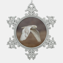 飛行中のスノーフクロウ スノーフレークピューターオーナメント