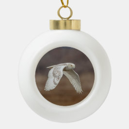 飛行中のスノーフクロウ セラミックボールオーナメント