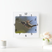 飛行中のハチドリ スクエア壁時計 (ホーム)