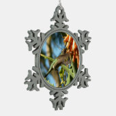 飛行中のハチドリ スノーフレークピューターオーナメント (左)