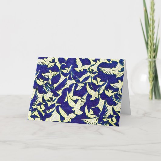 飛行中のハト空白のブ サンキューカード (正面)