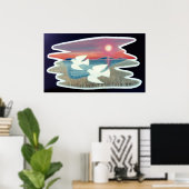 飛行中のハト ポスター (ホームオフィス)