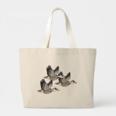 飛行中のバー頭の鵞鳥 ラージトートバッグ (裏面)