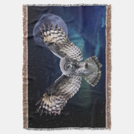 飛行中のフクロウ スローブランケット (正面縦)