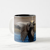 飛行中のペリカン ツートーンマグカップ (正面左)