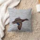 飛行中のマガモのアヒル クッション (ブランケット)