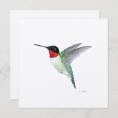 飛行中のルビーの喉のハミングバード サンキューカード (正面/裏面)