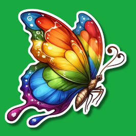 飛行中のレインボーバタフライ シール