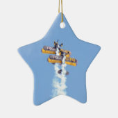 飛行中の曲技飛行の複葉機 セラミックオーナメント (右)