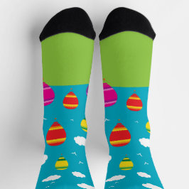 飛行中の熱気球カラフル ソックス