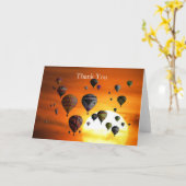 飛行中の熱気球 カード (黄色い花)