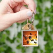 飛行中の熱気球 キーホルダー (手)