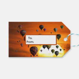 飛行中の熱気球 ギフトタグ