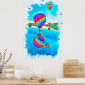 飛行中の熱気球 ポスター (キッチン)