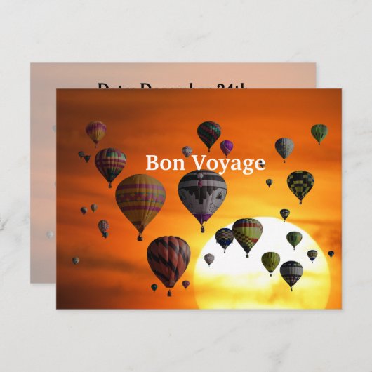 飛行中の熱気球 招待状 (正面/裏面)