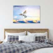 飛行中の白い鳩 キャンバスプリント (インサイチュ (寝室))