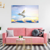 飛行中の白い鳩 キャンバスプリント (インサイチュ (リビング))