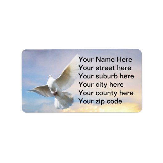 飛行中の白い鳩 ラベル (正面)