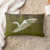 飛行中の白鷺 ランバークッション (ブランケット)