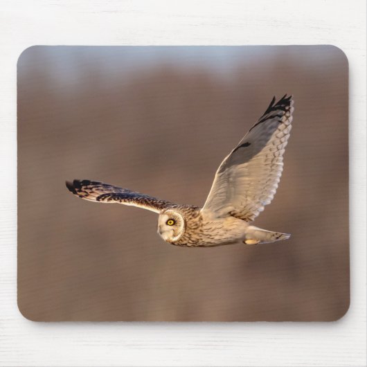 飛行中の短い耳付つきのフクロウ マウスパッド (正面)